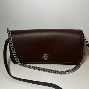 Coach Dinky Shoulder Bag With Chain/Leather Straps In Leather/Maple